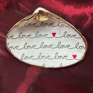Handmade Shell Dish with Love Script.